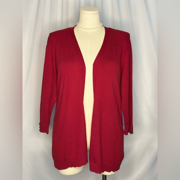 Karen Scott Women's Long Sleeve Open Front Red Cardigan (815) - Picture 1 of 11
